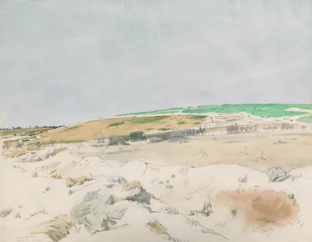 A estrada de Bapaume: a estrada do front, La Boisselle, William Orpen