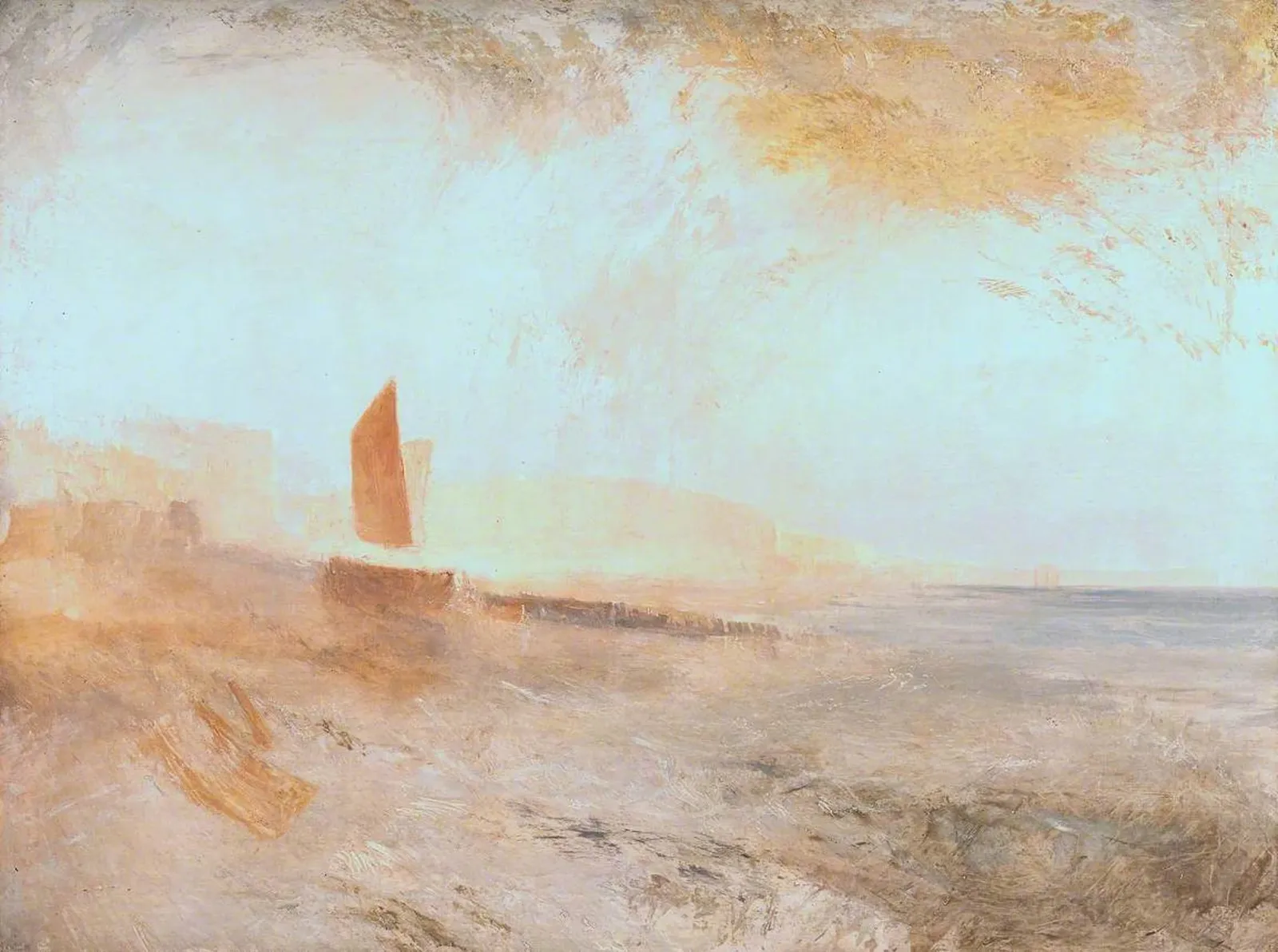 Brighton Beach, with the Chain Pier in the Distance, from the West, J. M. W. Turner