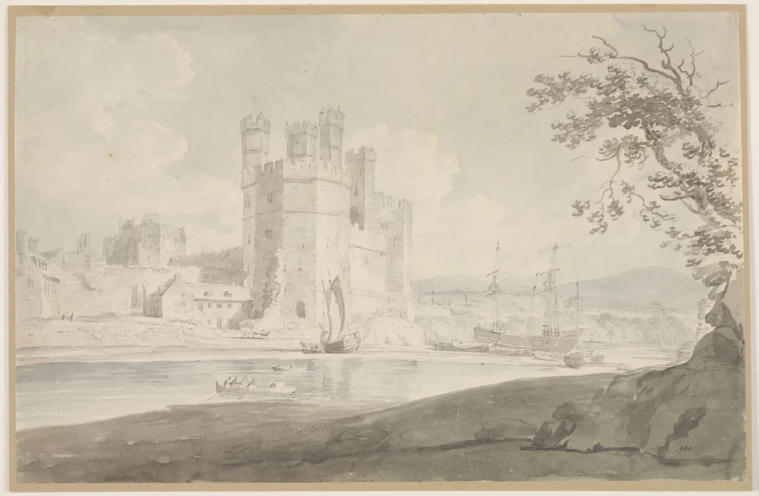 Caernarfon Castle view from the river-side, J. M. W. Turner