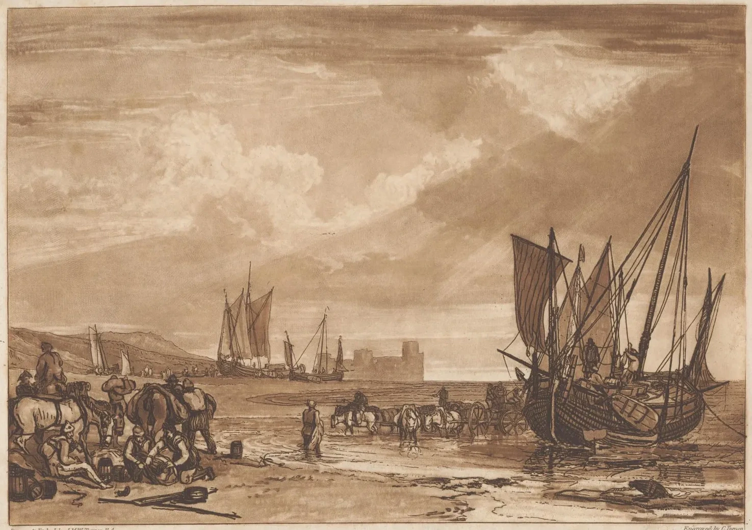 Flint Castle, Vessels Unloading, J. M. W. Turner