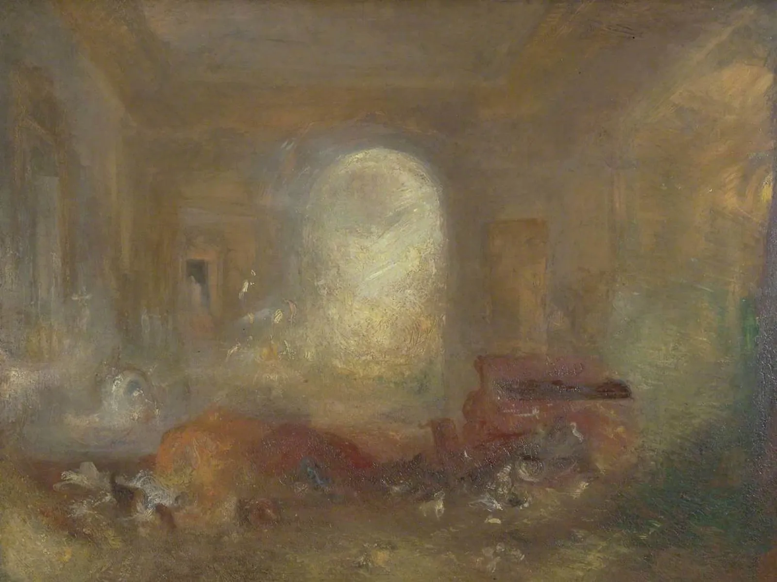 Interior of a Great House: The Drawing Room, East Cowes Castle, J. M. W. Turner