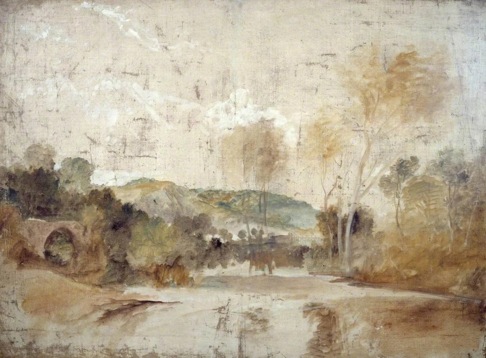River Scene with Weir in Middle Distance, J. M. W. Turner