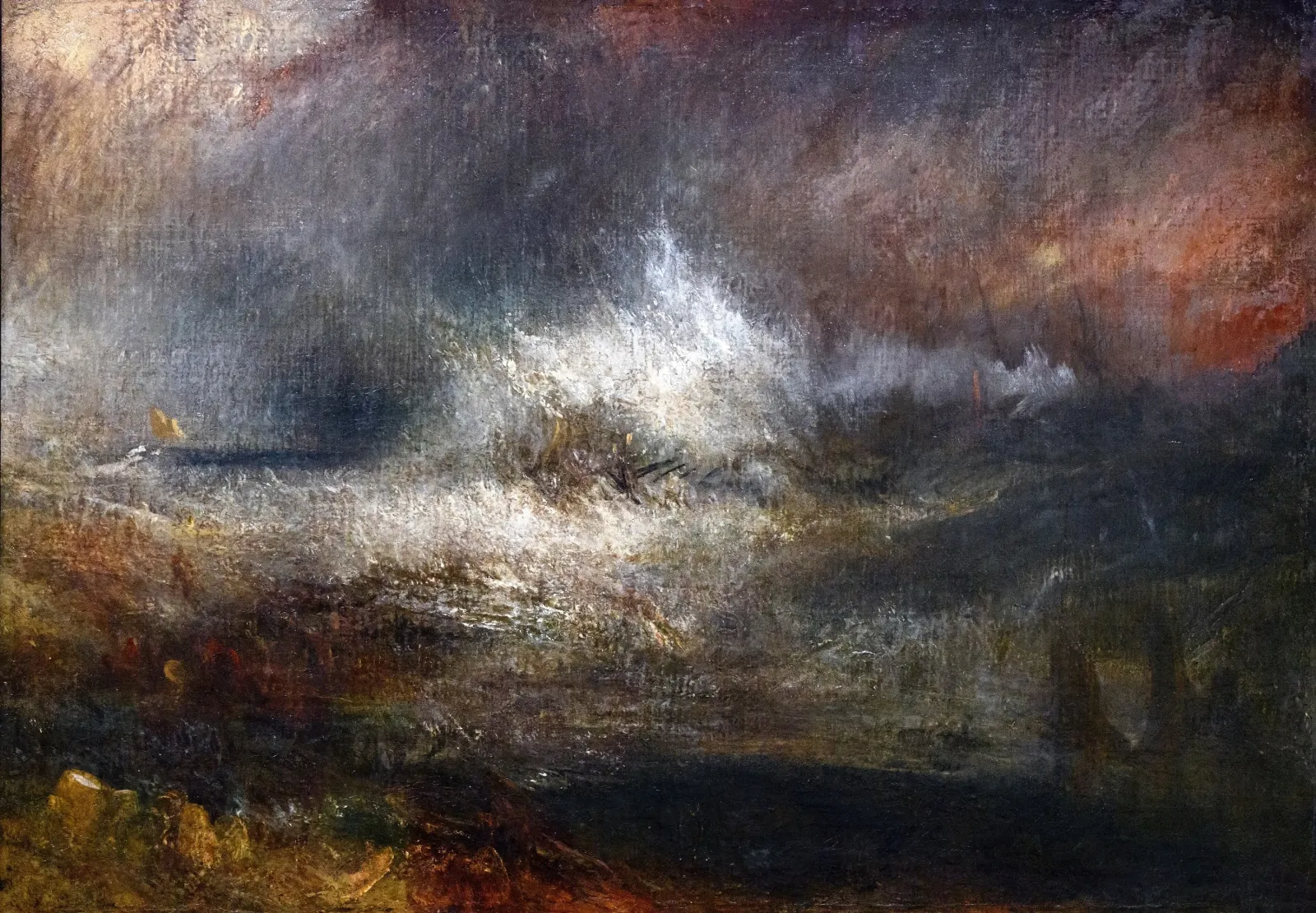 Stormy Sea with Blazing Wreck, J. M. W. Turner