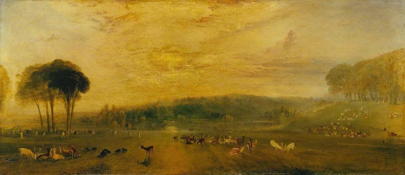 The Lake, Petworth: Sunset, Fighting Bucks, J. M. W. Turner