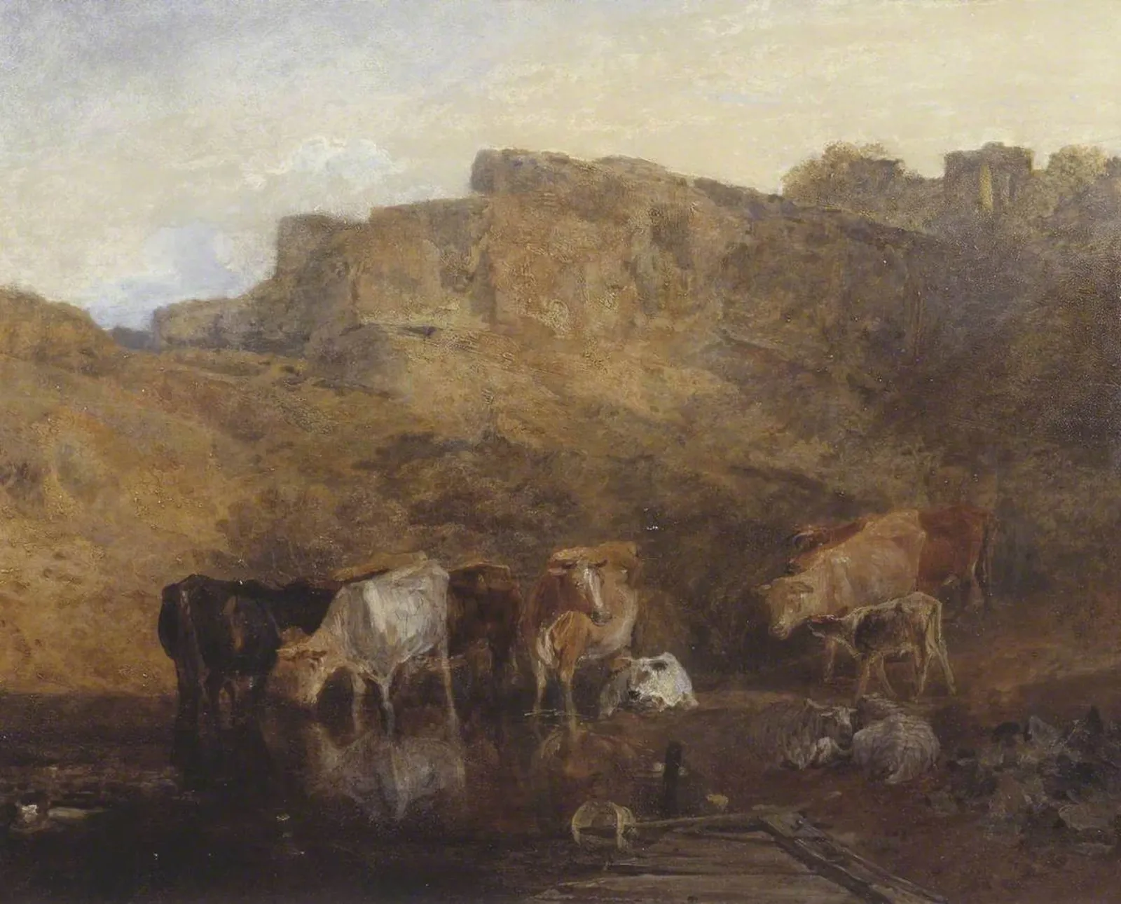 The Quiet Ruin, Cattle in Water; A Sketch, Evening, J. M. W. Turner