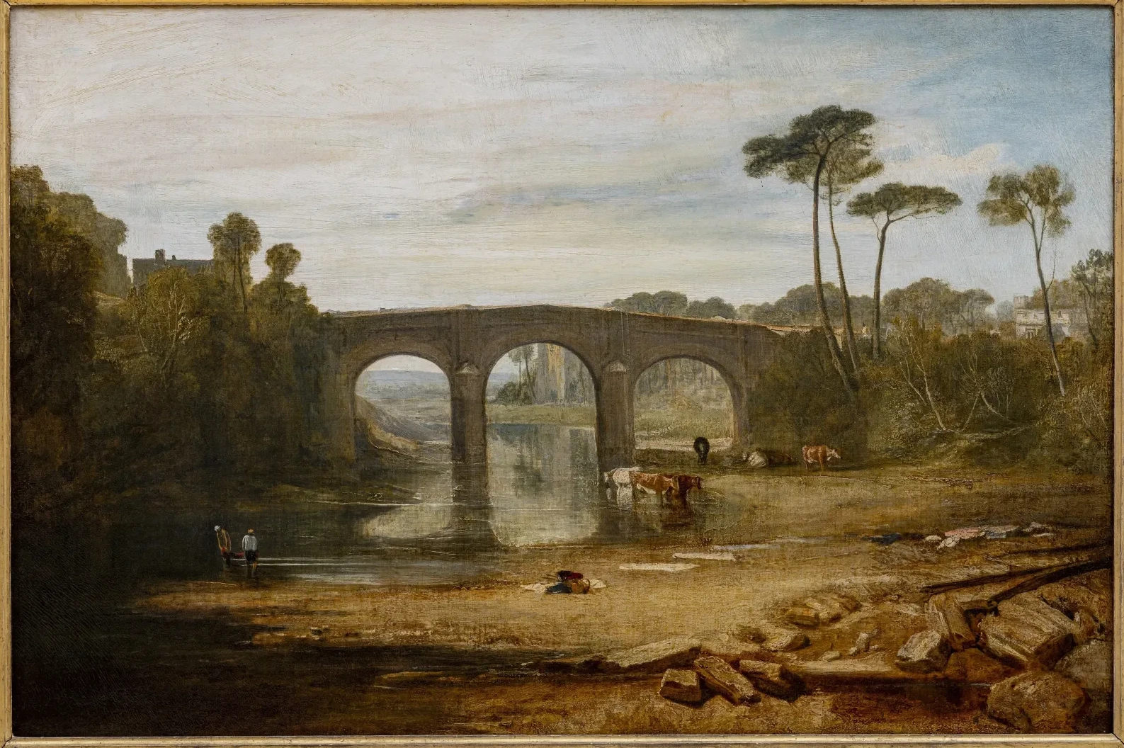 Whalley Bridge and Abbey, Lancashire: Dyers washing and drying cloth, J. M. W. Turner