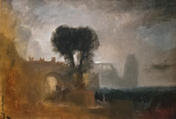 Archway with Trees by the Sea; Sketch for ‘The Parting of Hero and Leander’ — J. M. W. Turner