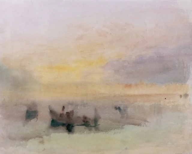 Barcos na laguna, perto de Veneza