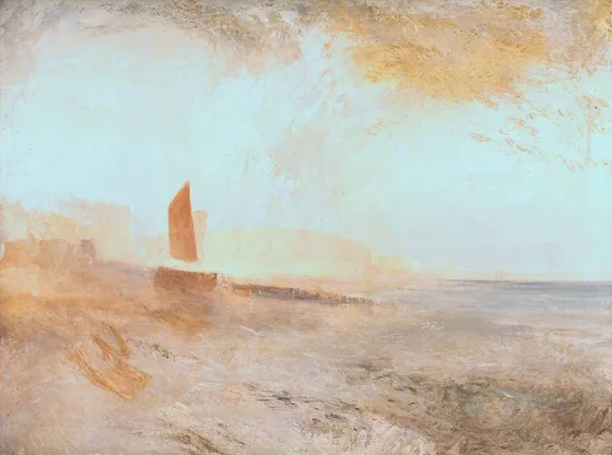 Brighton Beach, with the Chain Pier in the Distance, from the West — J. M. W. Turner
