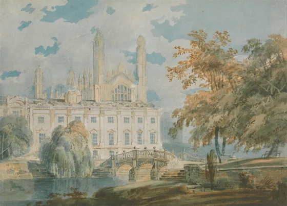 Clare Hall and King’s College Chapel, Cambridge, from the Banks of the River Cam — J. M. W. Turner