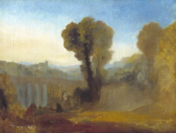 Claudian Composition, possibly Arcueil at Dawn (formerly titled ‘Ariccia (?): Sunset’) — J. M. W. Turner