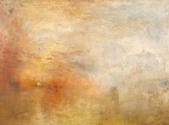 Coucher de soleil sur un lac — J. M. W. Turner