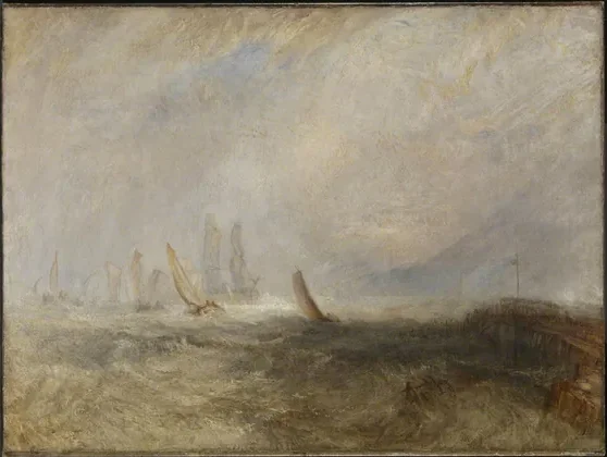 Fishing Boats Bringing a Disabled Ship into Port Ruysdael — J. M. W. Turner