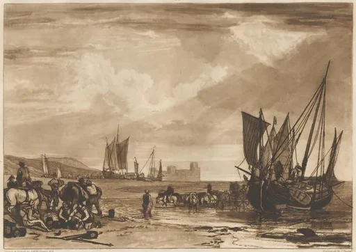 Flint Castle, Vessels Unloading — J. M. W. Turner