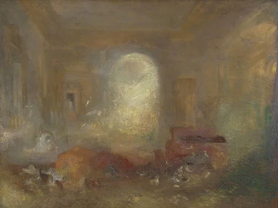 Interior of a Great House: The Drawing Room, East Cowes Castle — J. M. W. Turner