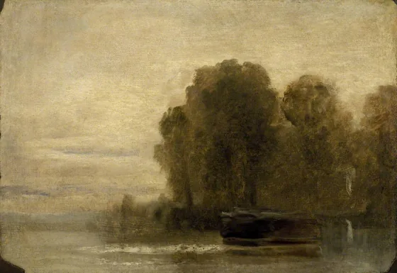 Lake or River with Trees on the Right — J. M. W. Turner