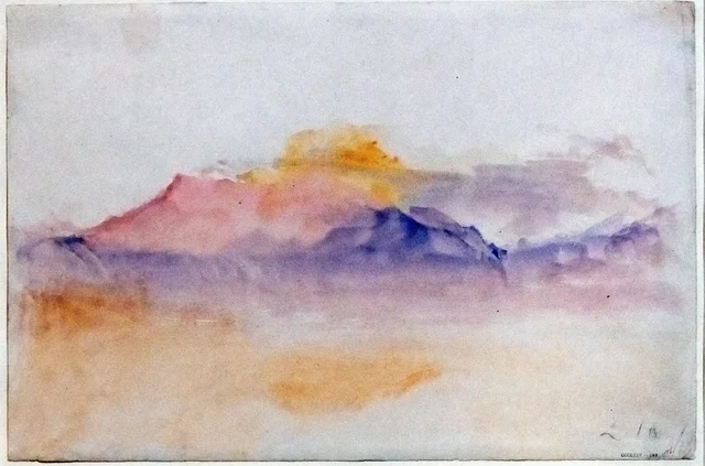ルツェルンから見た日の出のリギ山の上の雲