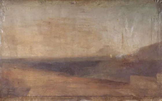 River Landscape with Distant Mountain — J. M. W. Turner