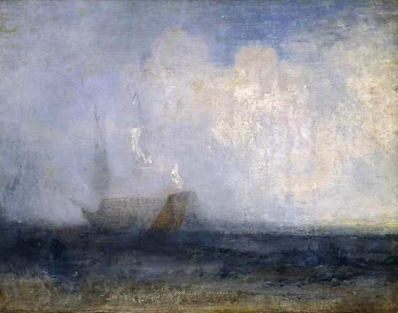 Seascape with a Sailing Boat and a Ship — J. M. W. Turner