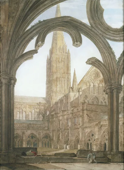 South view of Salisbury Cathedral from the Cloisters — J. M. W. Turner