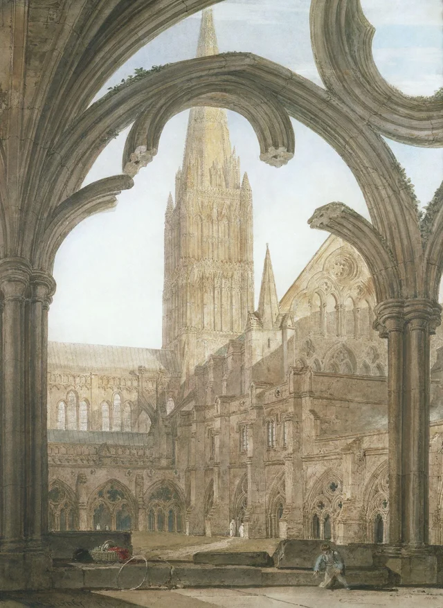 Vista sul da catedral de Salisbury a partir do claustro