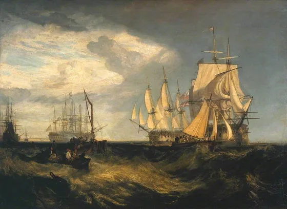 Spithead: Two Captured Danish Ships Entering Portsmouth Harbour — J. M. W. Turner