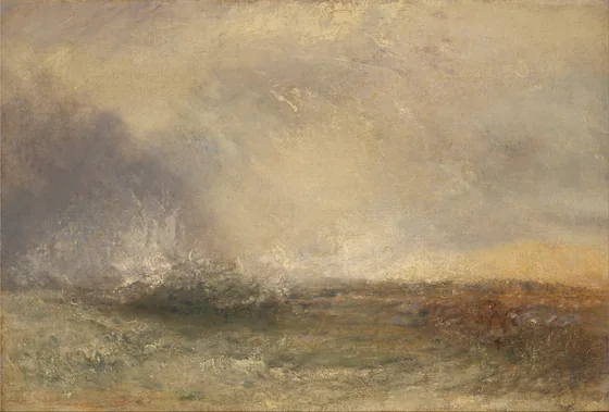 Stormy Sea Breaking on a Shore — J. M. W. Turner