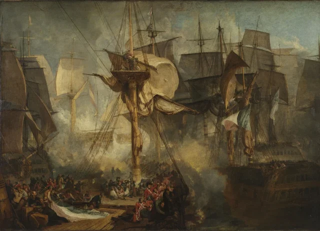 A batalha de Trafalgar, vista dos ovéns de estibordo do mastro de mezena do Victory