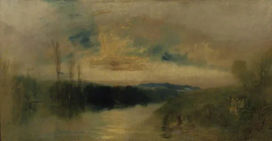 The Lake, Petworth, Sunrise — J. M. W. Turner