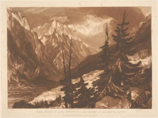 The Source of the Arveron in the Valley of Chamouni, Savoy — J. M. W. Turner