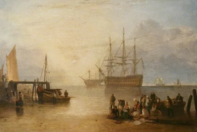 靄を通して沈む太陽