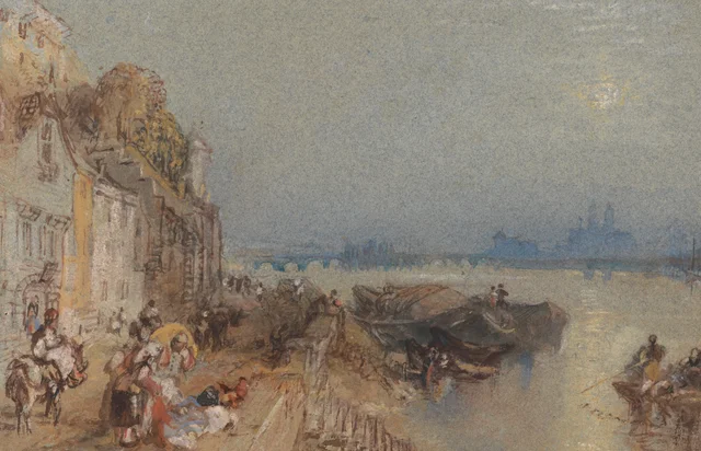 Tours: pôr do sol, olhando para trás, J. M. W. Turner