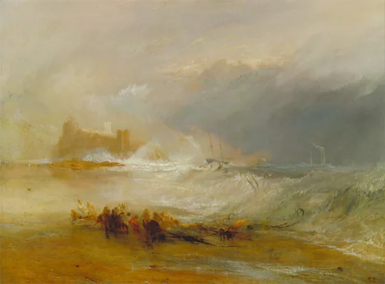 Wreckers -- Coast of Northumberland, with a Steam-Boat Assisting a Ship off Shore — J. M. W. Turner
