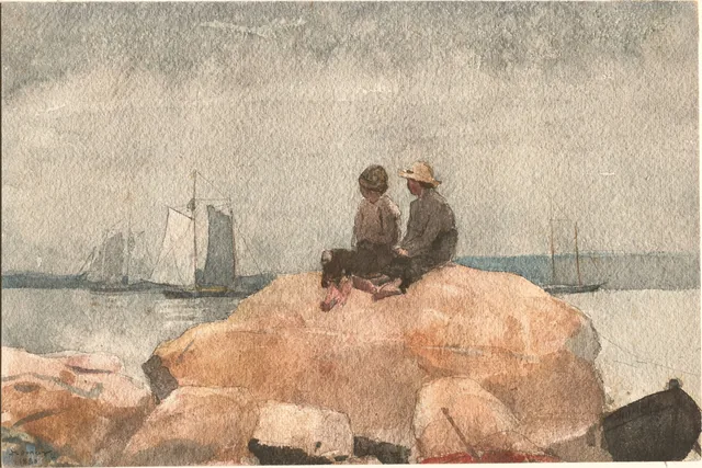 Two Boys Watching Schooners