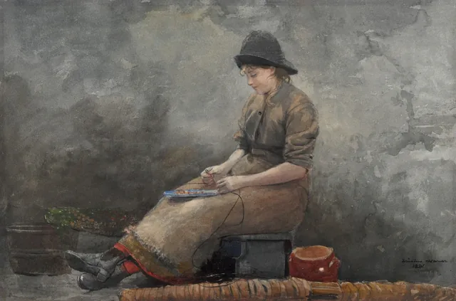 A Fishergirl Baiting Lines