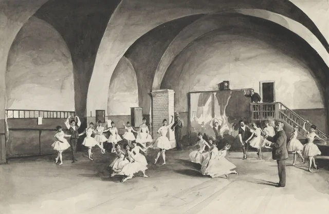 La sala de ensayos de ballet en el Gran Teatro, Władysław Podkowiński
