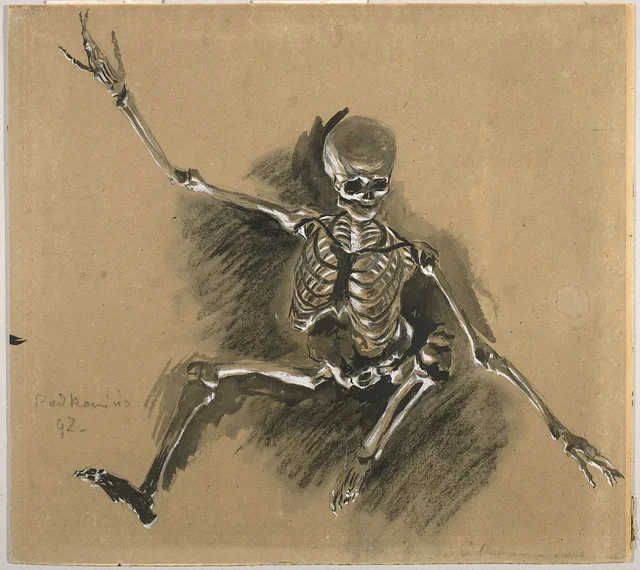 Estudo de esqueleto para o quadro «A Dança dos esqueletos», Władysław Podkowiński