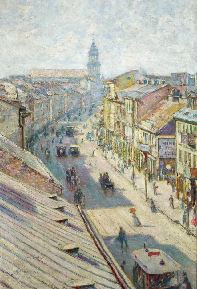 A rua Nowy Świat em Varsóvia, num dia de verão, Władysław Podkowiński