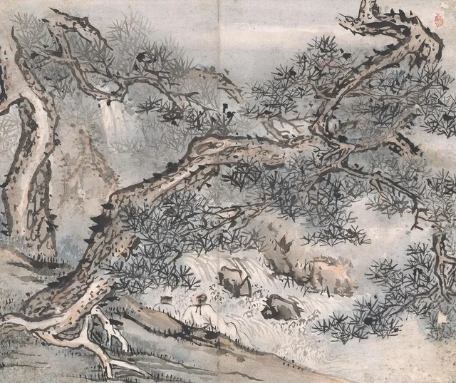 松下観瀑図