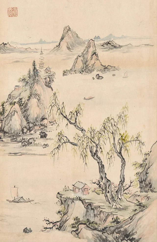 Landscape painted with the fingers, Yi In-mun