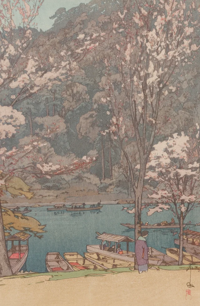 Arashiyama, de la série Huit scènes de cerisiers en fleurs, Yoshida Hiroshi