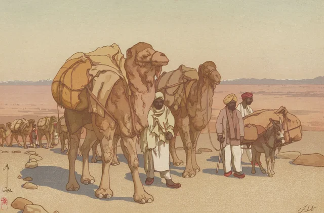 Caravana de Afganistán, de la serie India y Sudeste Asiático, Yoshida Hiroshi