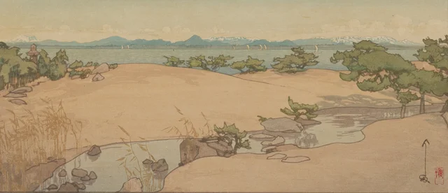 Jardín a orillas del lago Biwa, de la serie Cuatro escenas de jardines
