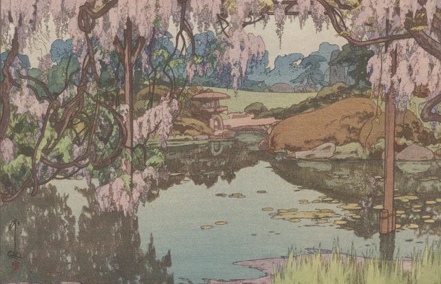 Jardín de glicinias, Yoshida Hiroshi