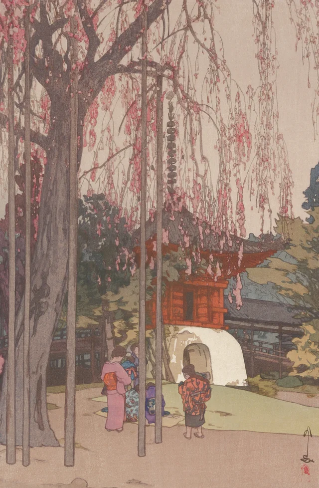 Le cerisier de Kawagoe, de la série Huit scènes de cerisiers en fleurs, Yoshida Hiroshi