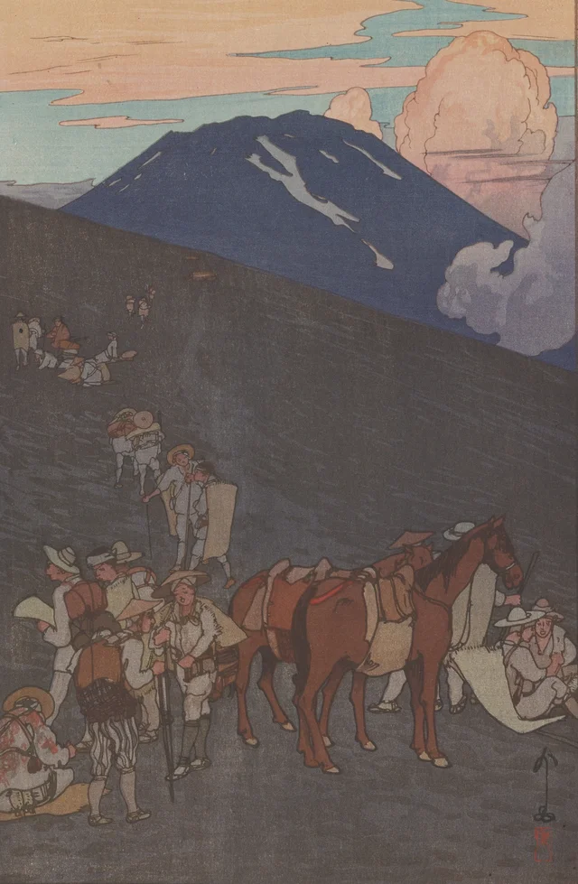 El retorno de los caballos, de la serie Diez vistas del monte Fuji