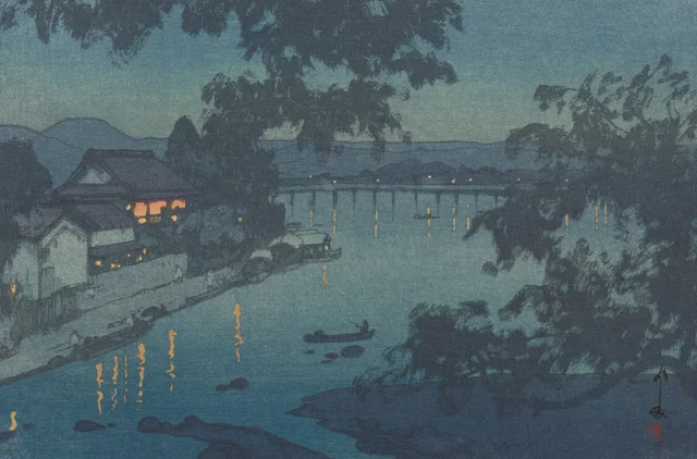 Atardecer en el río Chikugo en Hita