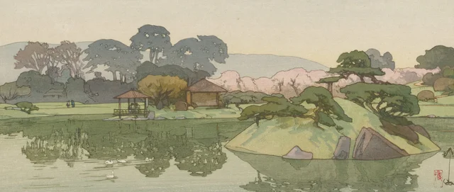 A Garden in Okayama on a Spring Morning, Yoshida Hiroshi